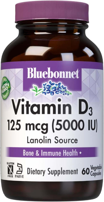 BlueBonnet Vitamin D3 400 IU Vegetable Capsules, 250 Capsules