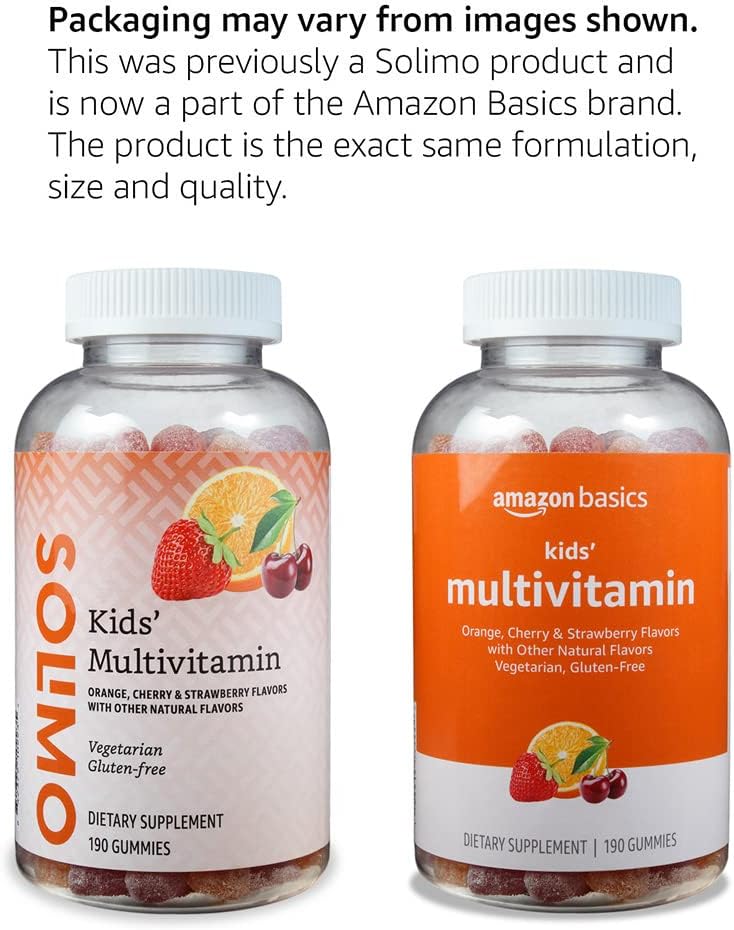 Amazon Basics Children's Multivitamin Gummies, Cherry, Strawberry & Orange Flavours, 190 Count - görsel 4