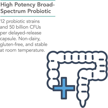 NutriCology Restore-Biotic Complete - 50 Billion CFU Probiotic - 12 Strain Formula - Digestive and Gut Health Support - Delayed-Release Capsules - Vegetarian - 60 Capsules