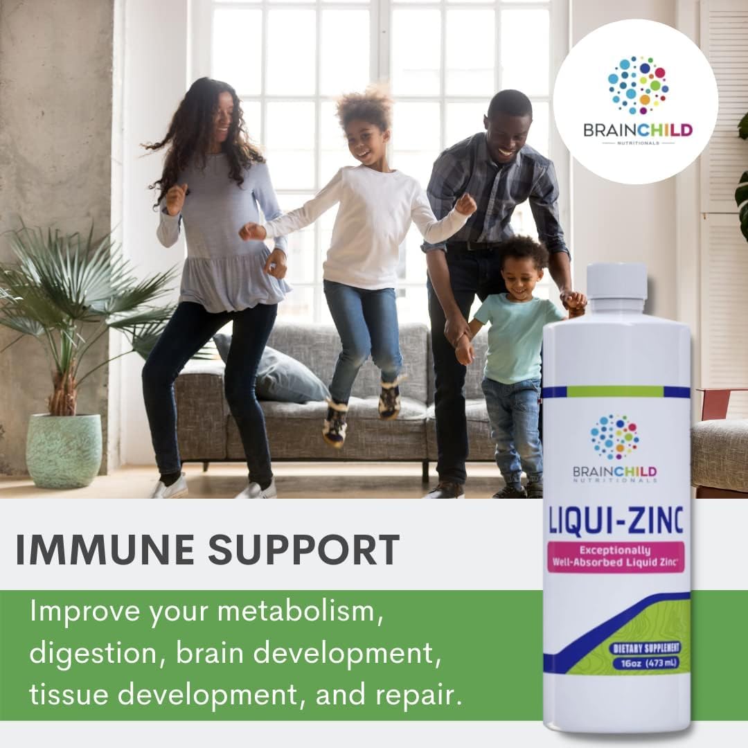 BrainChild Nutritionals LiquiZinc Liquid Formula (Unflavoured, 16 fl oz) - görsel 3