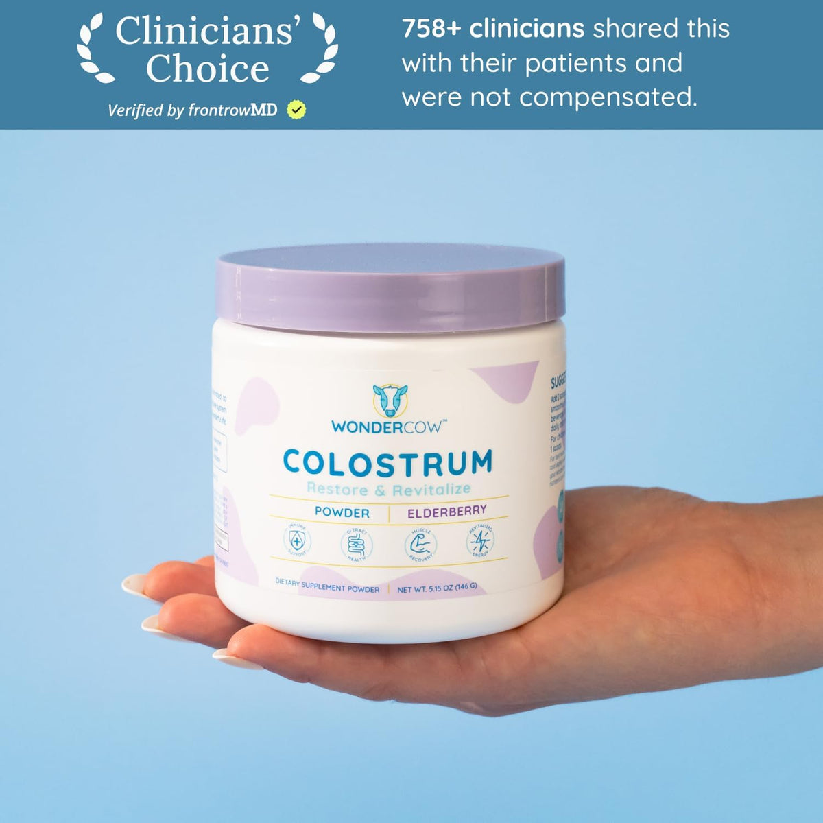 WONDERCOW Colostrum Supplement Powder – Gut Health and Immune Support, Elderberry, 60 Servings - görsel 4