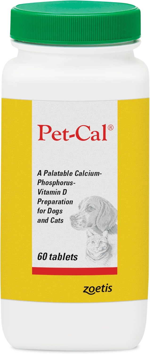 Pet-Cal Calcium, Phosphorus and Vitamin D Supplement for Dogs and Cats - 60 Chewable Tablets - görsel 1