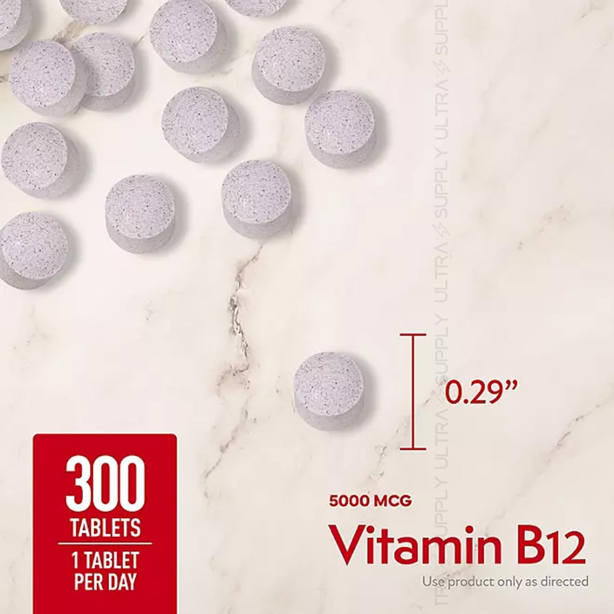 Members Mark Vitamin B12 (300 Count) Quick Dissolve Tablets, 5000 mcg – Cherry Flavour Methylcobalamin for Energy & Nervous System Support – USP Verified - görsel 3