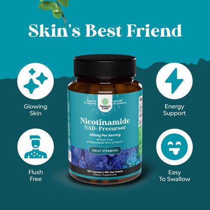 Vitamin B3 Niacinamide 500mg Capsules – Flush-Free Nicotinamide Supplement