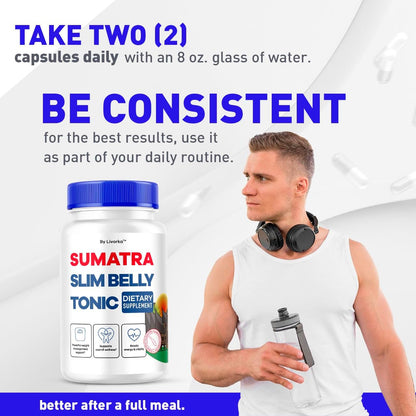 Sumatra Slim Belly Tonic - Sumatra Slim Belly Capsules, Sumatra Slim Belly Tonic Dietary Supplement Support Pills - All Natural, Sumatraslim Advanced Formula Reviews, 60 Capsules for 1 Month