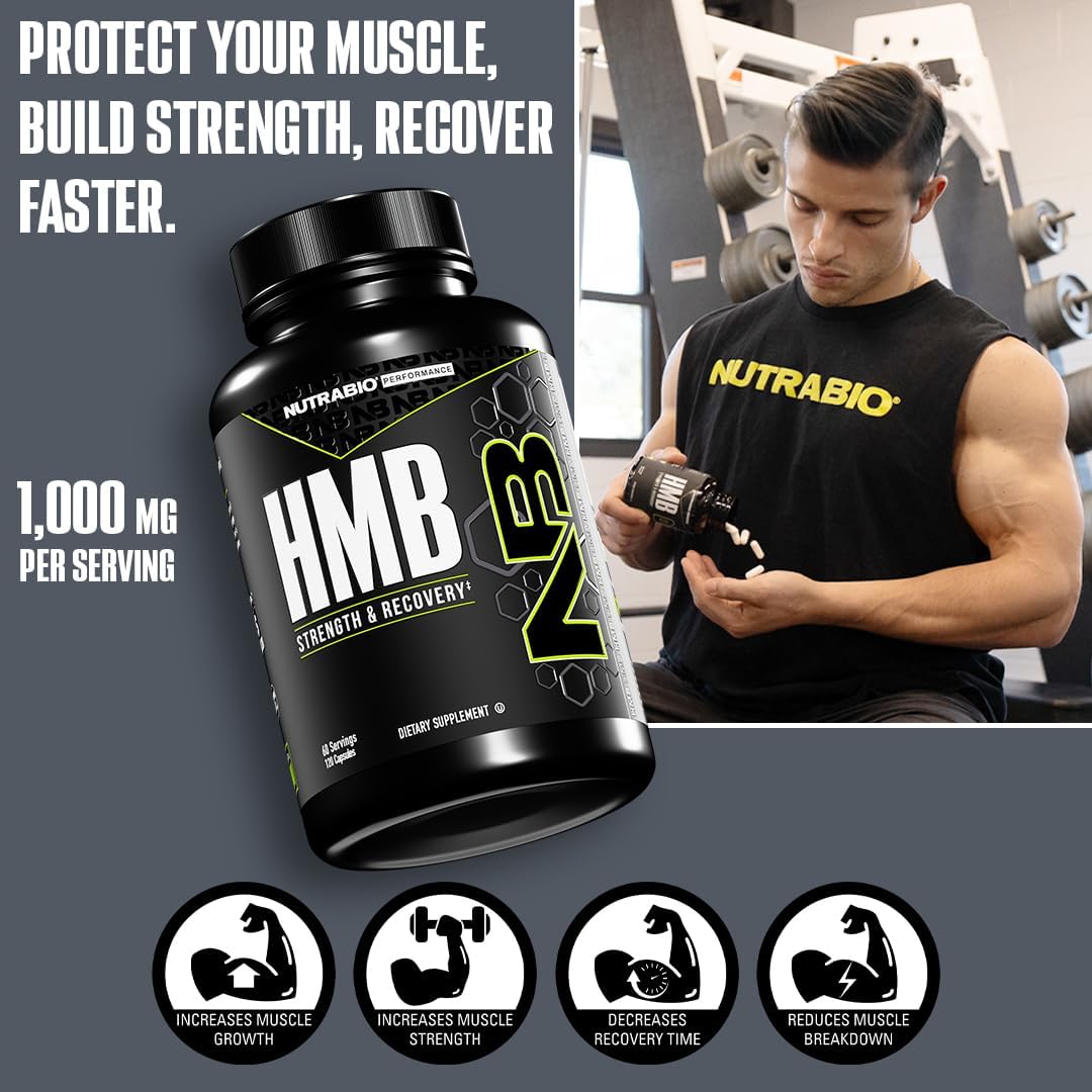 NutraBio HMB Supplement, Amino Acid, 1000 mg, 120 Capsules - görsel 2