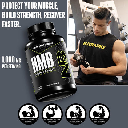 NutraBio HMB Supplement, Amino Acid, 1000 mg, 120 Capsules