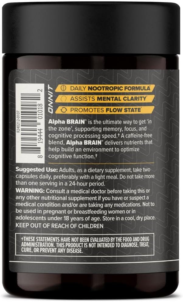 ONNIT Alpha Brain Nootropic Capsules – Caffeine-Free Cognitive Support – 270 Capsules (Pack of 3) - görsel 8