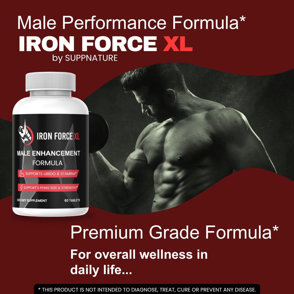 Iron Force XL Capsules for Men - Male Support Food Supplement, 60 Count - görsel 2