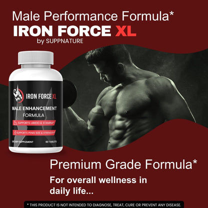 Iron Force XL Capsules for Men - Male Support Food Supplement, 60 Count