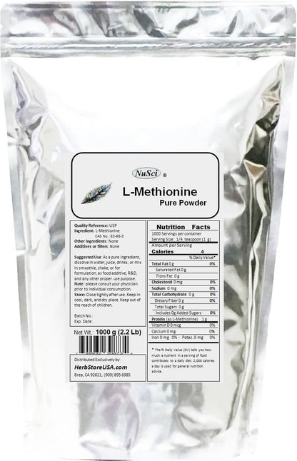 NuSci L-Methionine Pure Powder, 100 Grammes (3.52 oz)