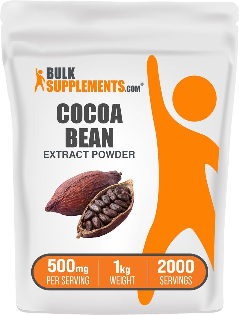 BulkSupplements.com Cocoa Bean Extract Powder - Unsweetened, Vegan & Gluten-free, 500mg per Serving, 500g - görsel 6