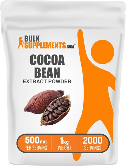BulkSupplements.com Cocoa Bean Extract Powder - Unsweetened, Vegan & Gluten-free, 500mg per Serving, 500g