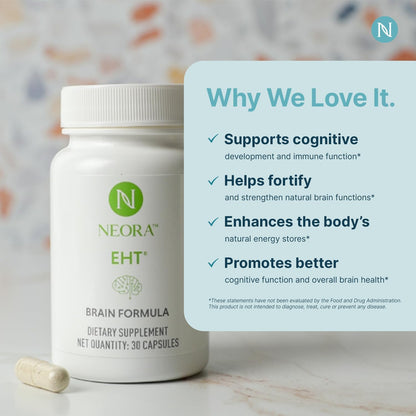 NEORA EHT Brain Formula – with EHT Extract, B6, B12, Vitamin D, Alpha Lipoic Acid and Huperzine-A