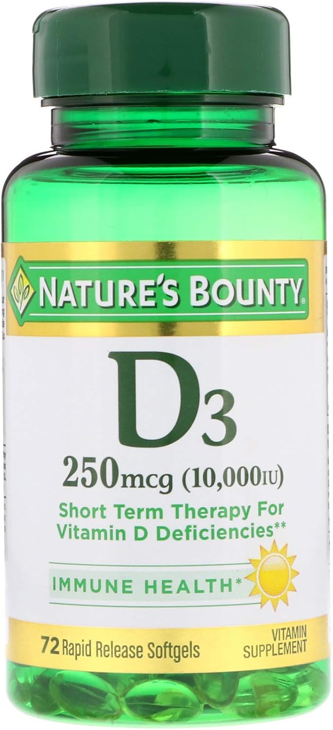 Nature's Bounty Vitamin D3 10,000 IU Softgels, 72 Pack - görsel 1