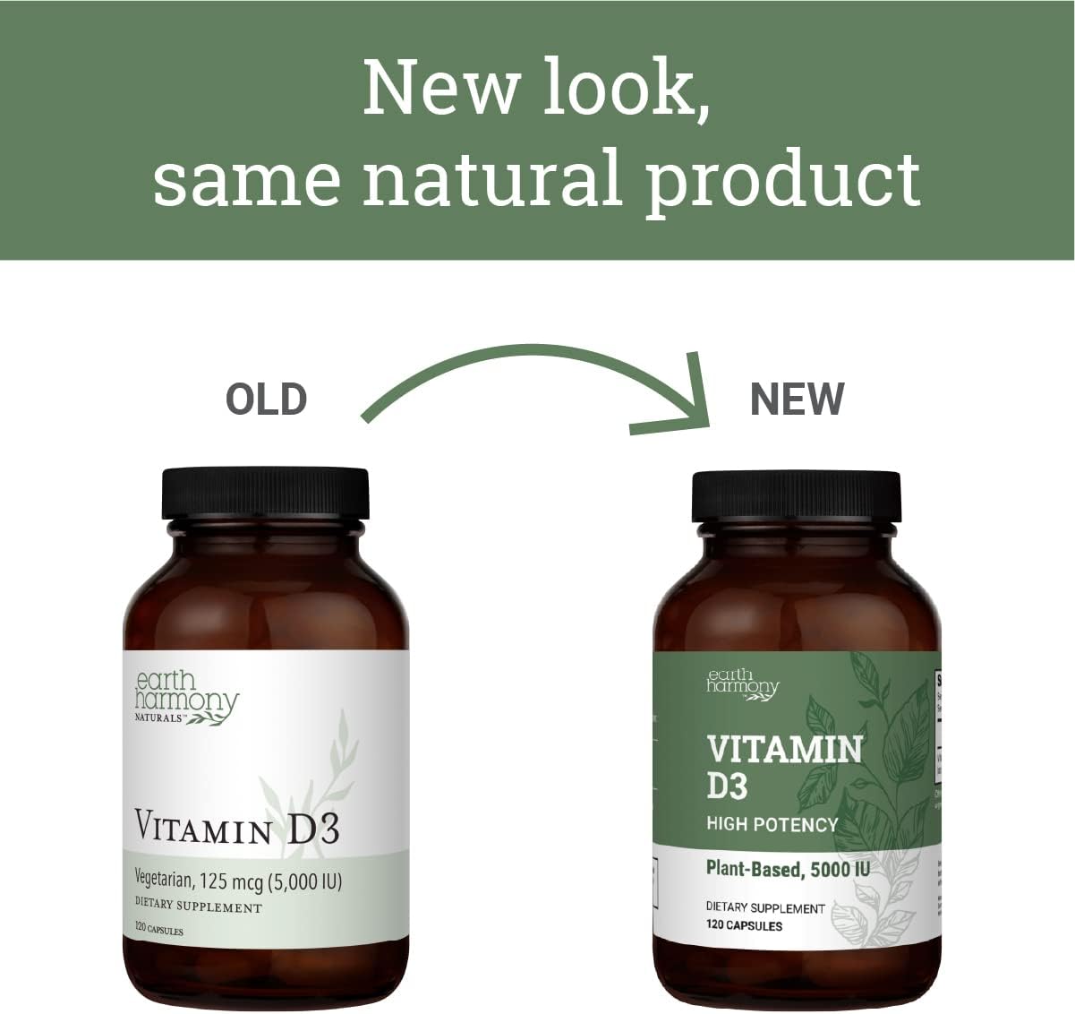 Earth Harmony Naturals Vegan Vitamin D3 5000 IU Supplement - 120 Capsules - görsel 3