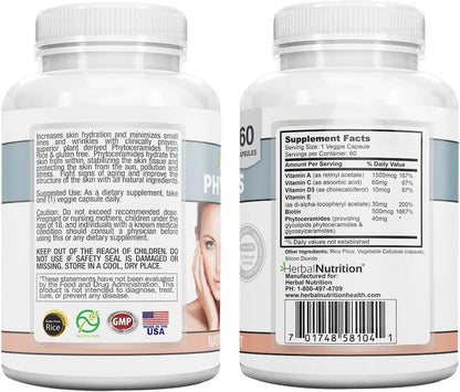 Phytoceramides Skin Hydration Support Supplement, 120 Capsules