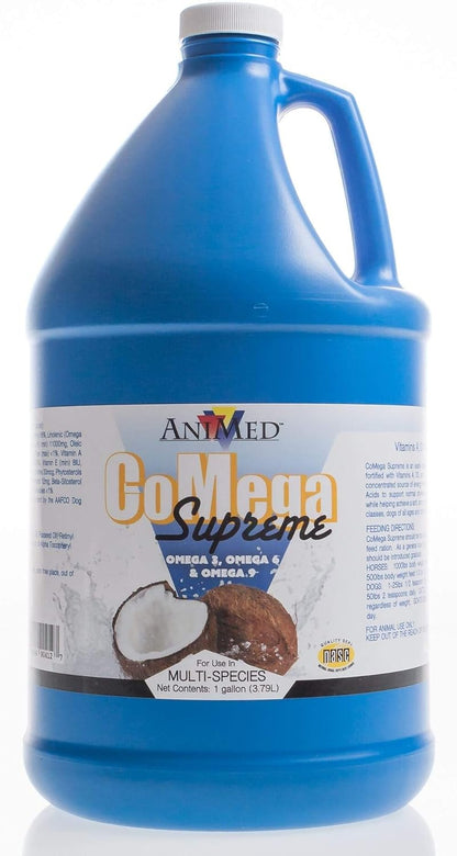AniMed CoMega Supreme, 1 US Gallon (3.78 L), Balanced Essential Fatty Acid Coat Supplement for Horses