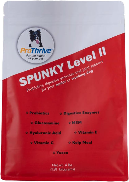 Spunky Level II Hip and Joint Supplement for Dogs – Glucosamine, MSM, Probiotics, 4 lb (1.81 kg)