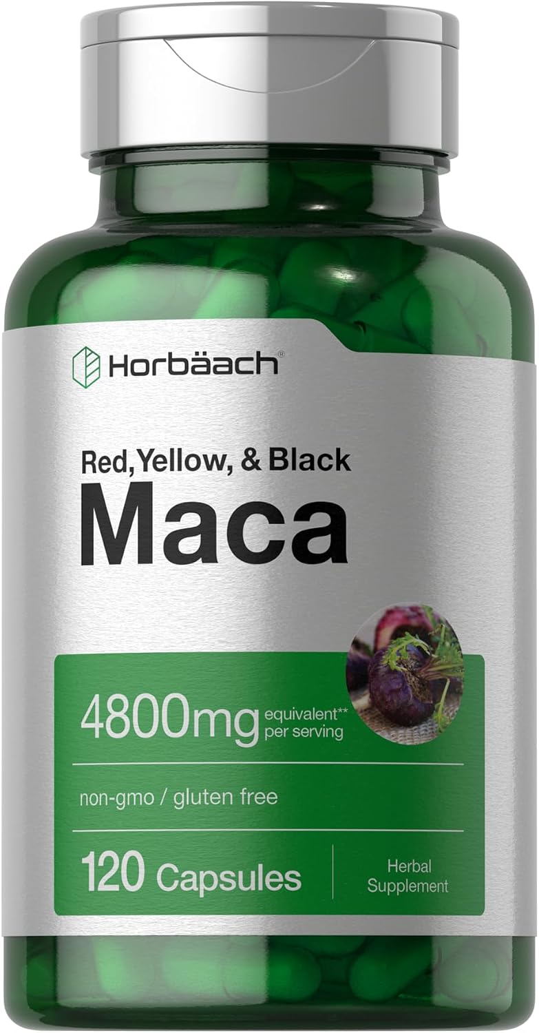 Horbäach Maca Root Capsules - High Potency Peruvian Maca Extract, 120 Quick-Release Capsules - görsel 1