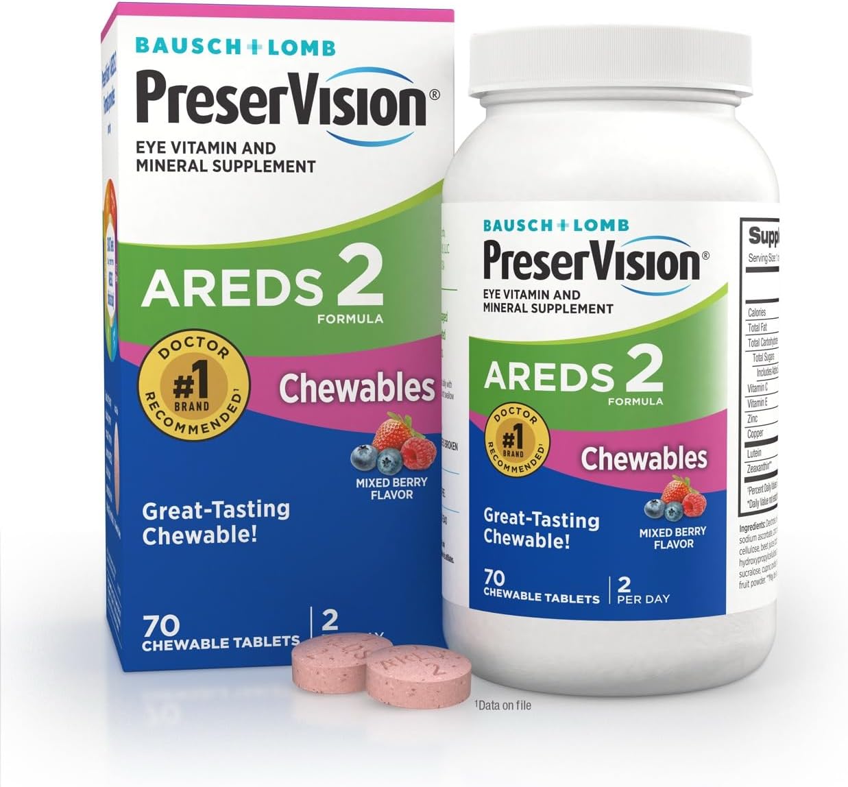 PreserVision AREDS 2 Eye Vitamins – Chewable Lutein & Zeaxanthin Supplement with Vitamin C, E, Zinc & Copper, Mixed Berry, 60 Tablets - görsel 10