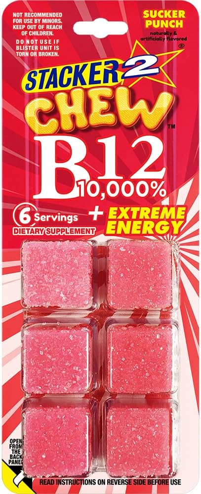 STACKER 2 Chew B12 10,000% - 6 Gummies Blister Pack - görsel 1