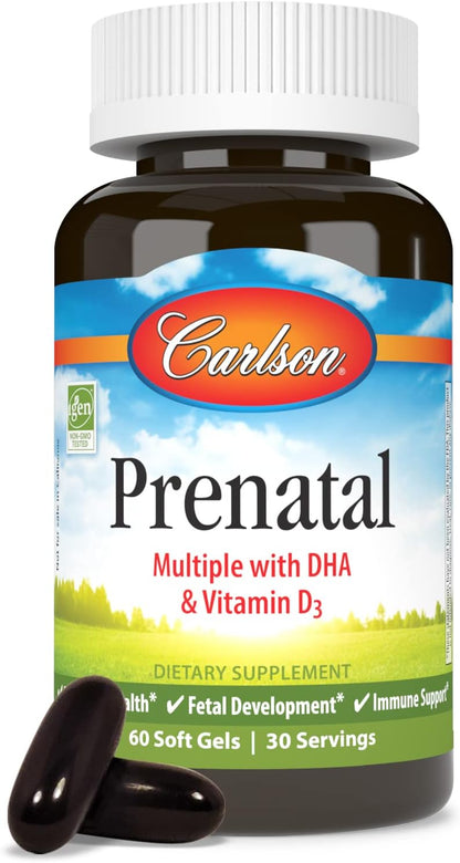 Carlson Antenatal Multivitamin with DHA & Vitamin D3 – 60 Softgels