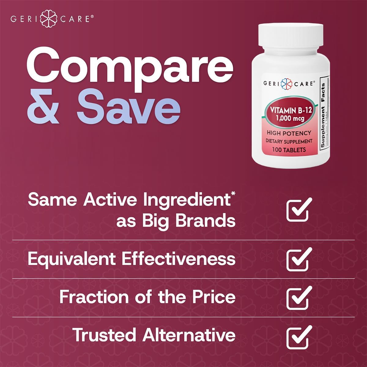 GeriCare Vitamin B-12 1000mcg High Potency Tablets - görsel 4