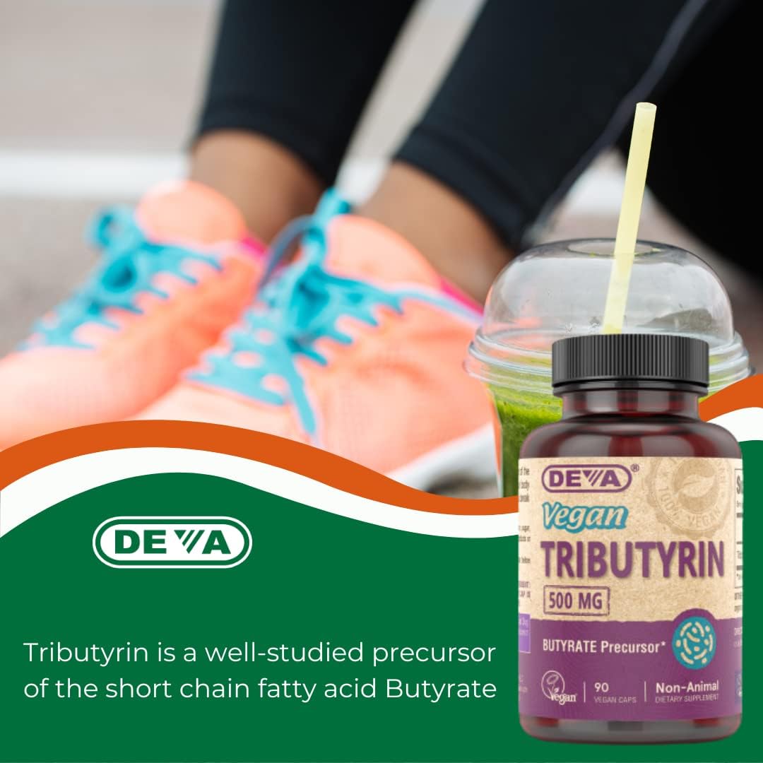 DEVA Vegan Tributyrin Supplement - Butyrate Precursor, Gut Barrier Support, 500 mg, 90 Capsules (Pack of 2) - görsel 5