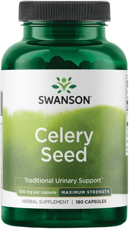 Swanson Celery Seed Maximum Strength – Antioxidant Defence (500 mg, 180 Capsules)
