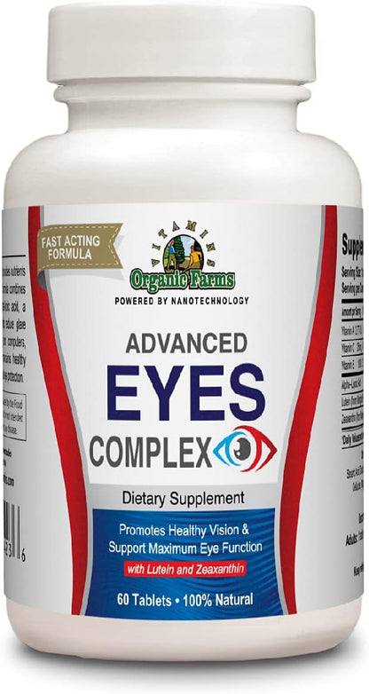 Organic Farms Vitamins Eyes Complex Food Supplement – Advanced Vision Support Tablets