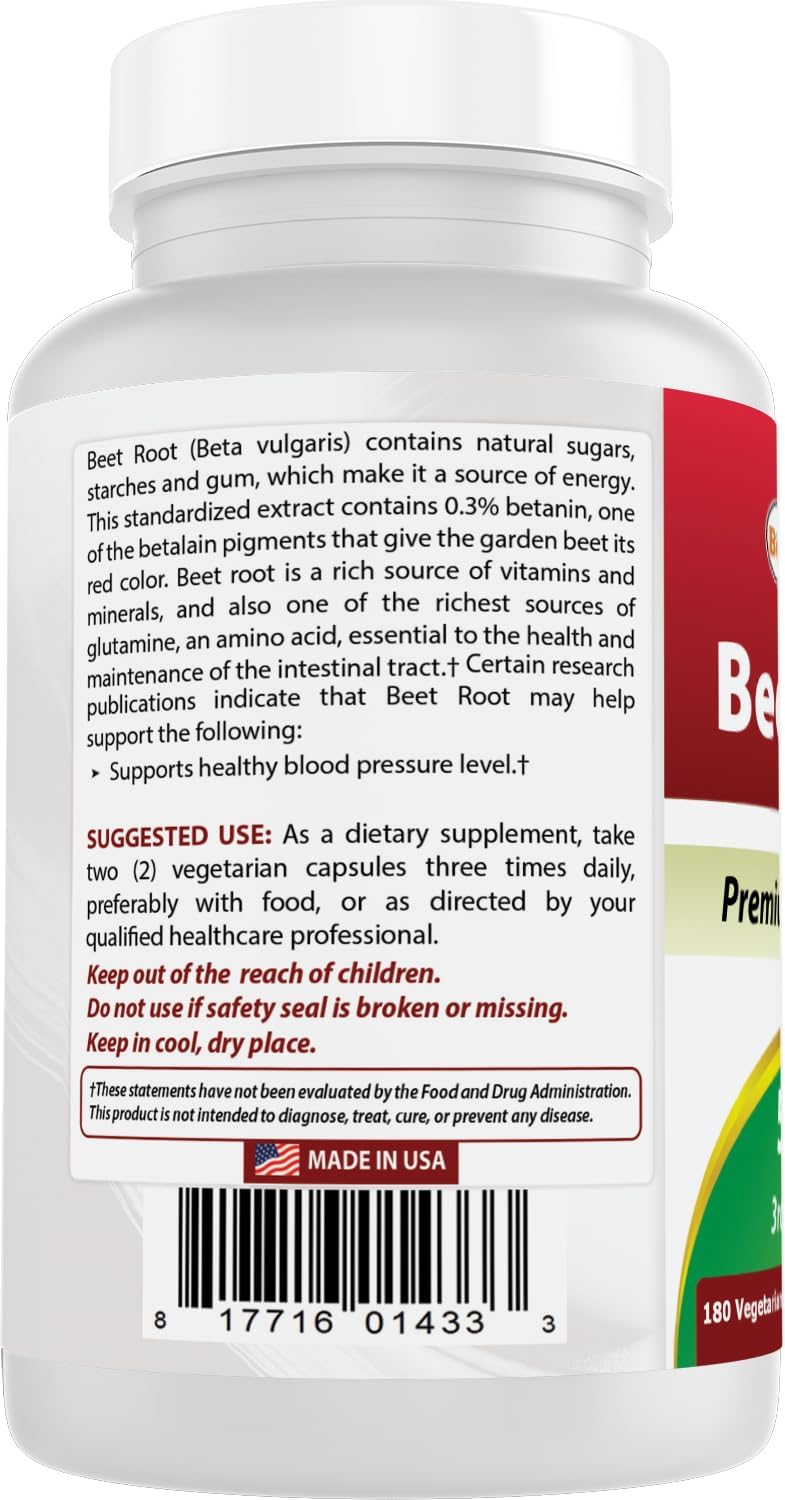 Best Naturals Beet Root Powder 500 mg Capsules, 180 Count - görsel 7