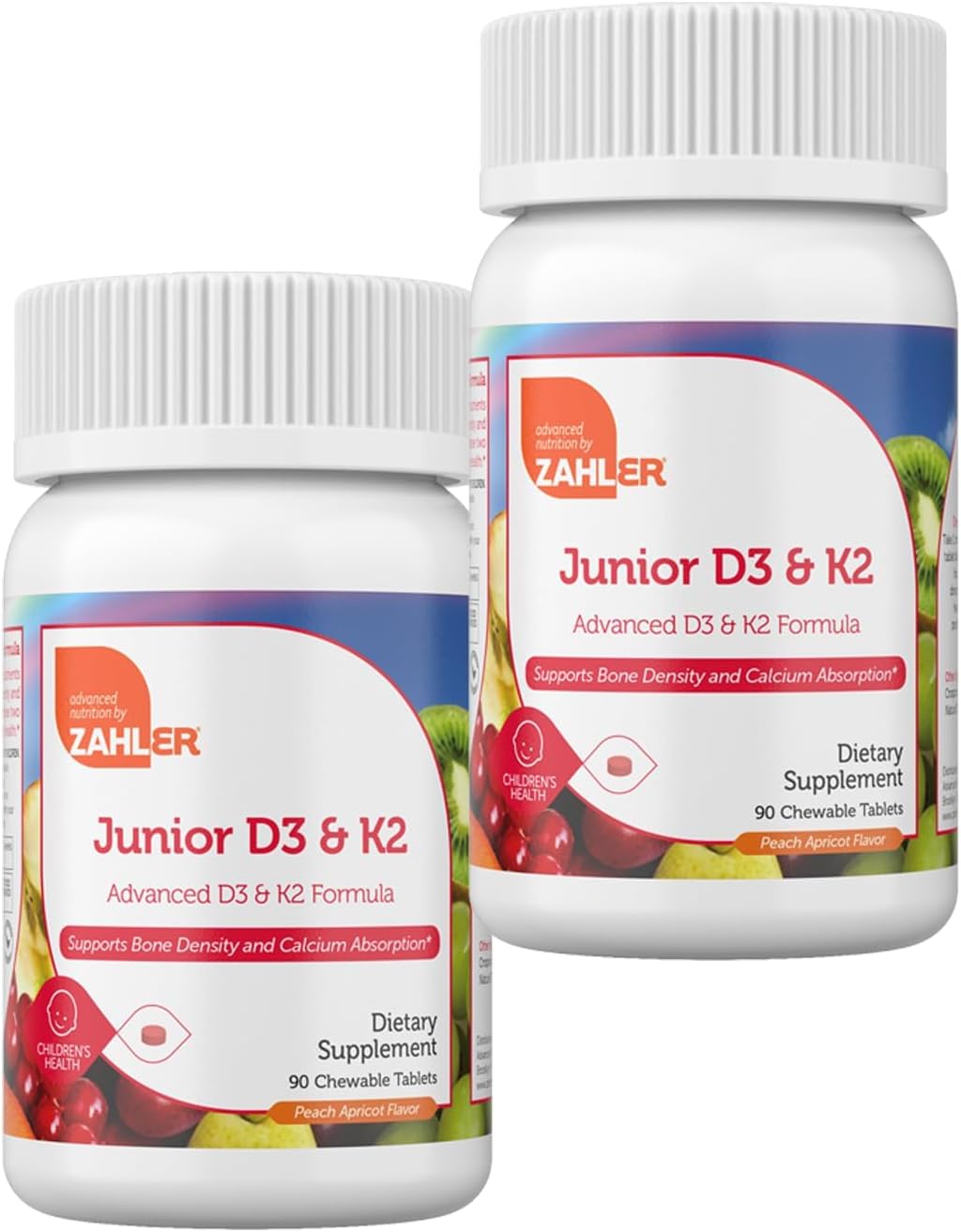 Zahler - Junior Vitamin D3 + K2 Chewable Tablets for Children | Vitamin D for Children 2000 IU | Delicious Vitamin D K2 Chews to Support Healthy Bones & Teeth - Kosher, Less Sugar Than Gummies (2 Pack) - görsel 1