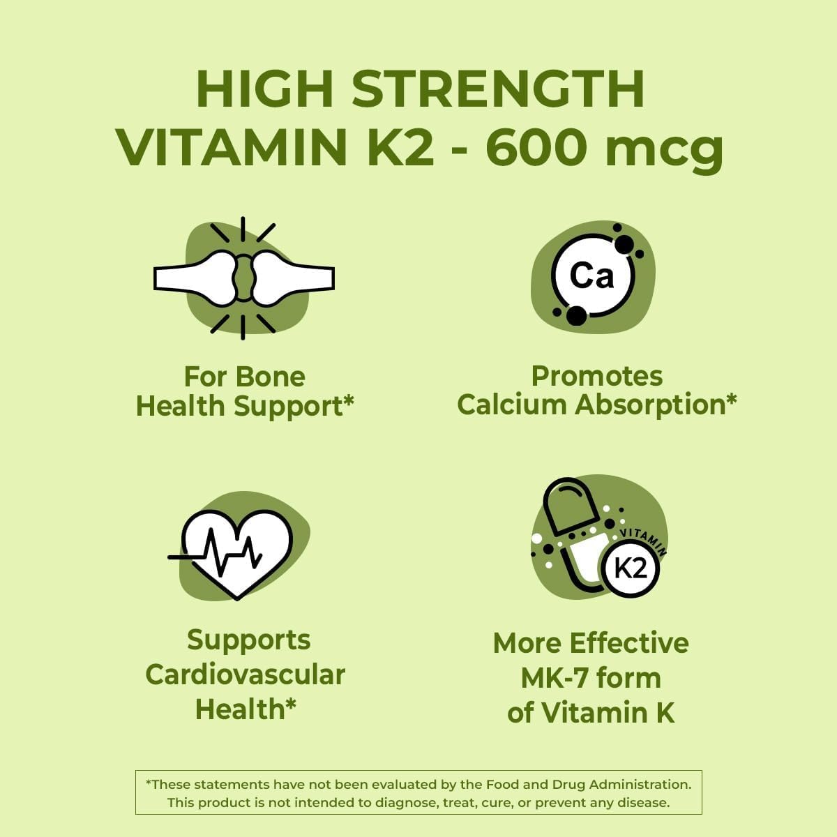 NutriZing K2 Vitamin Supplement MK7-600 µg – 90 Capsules - görsel 3