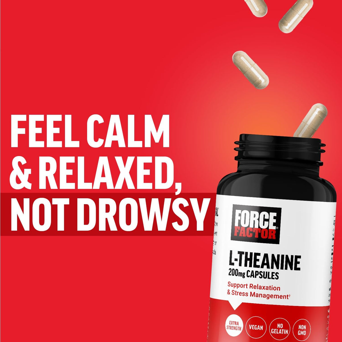 Force Factor L-Theanine 200mg, Extra Strength Supplement for Stress Relief and Calm, Vegan, 60 Capsules - görsel 8