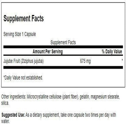 Swanson Jujube Fruit Full Spectrum Herbal Supplement, 60 Capsules, 675mg Each