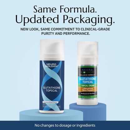 Neurobiologix Glutathione Topical Cream - Transdermal L-Glutathione with Vitamin E, B12, B3 & Folate, L-Carnosine, Essential Oils & Antioxidants, 48 g