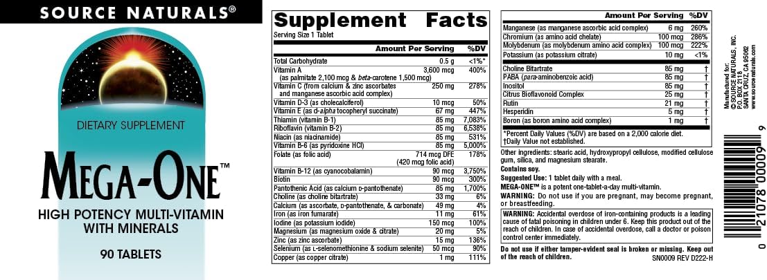 Source Naturals Mega-One Multi-Vitamin with Minerals - görsel 4