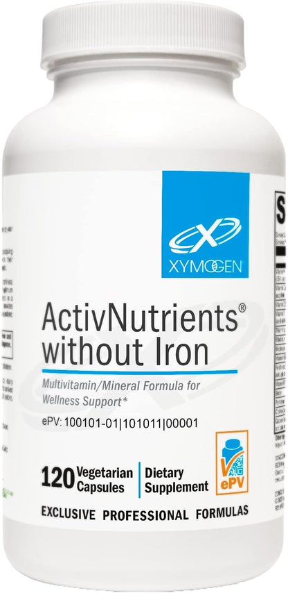 XYMOGEN ActivNutrients Without Iron - No Iron Multivitamin for Wellness Support, Energy Production and Immune Support - Gluten-free and Dairy-free - 120 Tablets