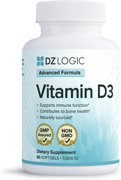 Dr. Dzugan's Advanced Vitamin D3 Formula :: Non-GMO, Gluten-free, GMP Certified :: 90 Softgels 5,000IU :: Immune Function, Bone Health