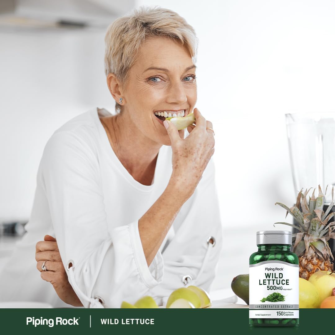 Piping Rock Wild Lettuce Extract - 150 Capsules, Concentrated Herbal Supplement - görsel 6