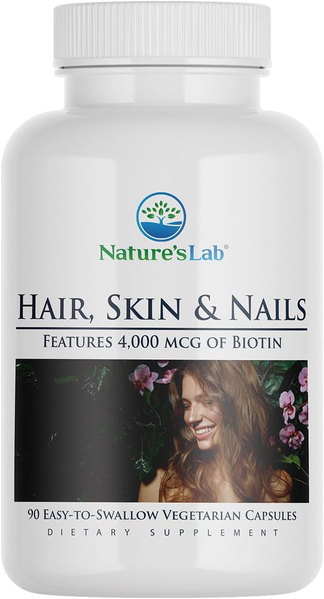 Nature's Lab Hair, Skin and Nails Supplement with Biotin, BCAA, MSM, Vitamin Complex - 90 Capsules (90 Day Supply) - görsel 1