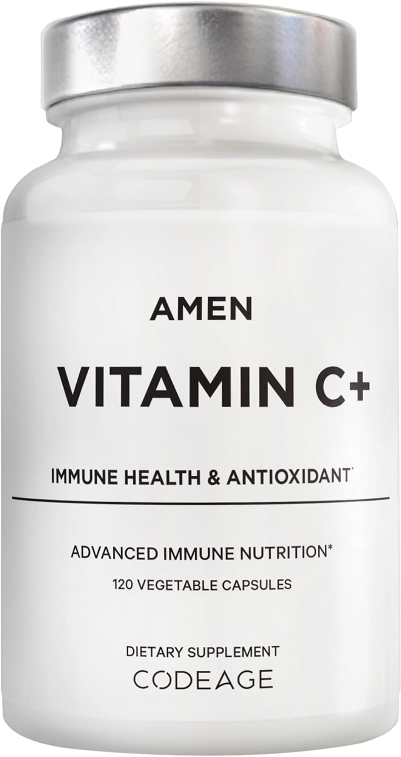 Amen Vitamin C+ Supplement with Zinc, Bioflavonoids, Quercetin, Rose Hips, Elderberry – Vegan, Non-GMO – 2-Month Supply (120 Capsules) - görsel 1