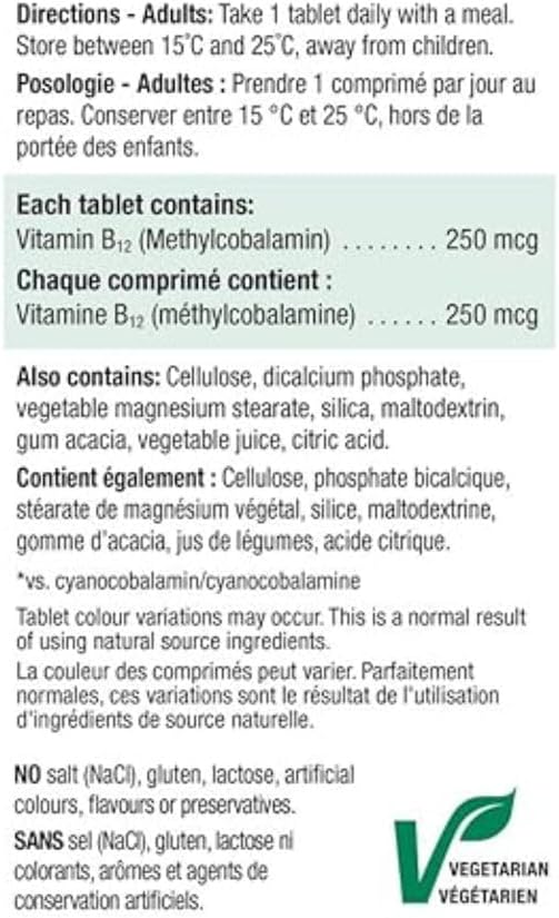 Jamieson Vitamin B12 (Methylcobalamin) 250mcg, 100 Tablets - görsel 2
