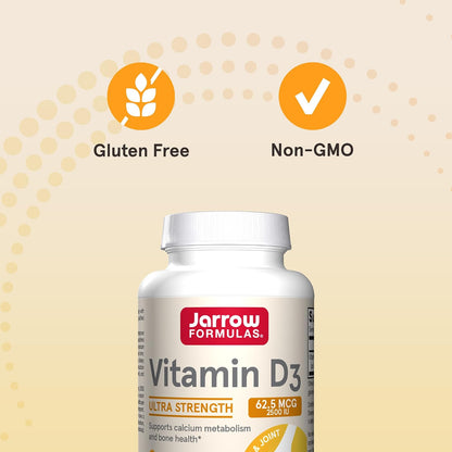 Jarrow Formulae Vitamin D3 62.5 mcg (2,500 IU) Softgels – 100 Count