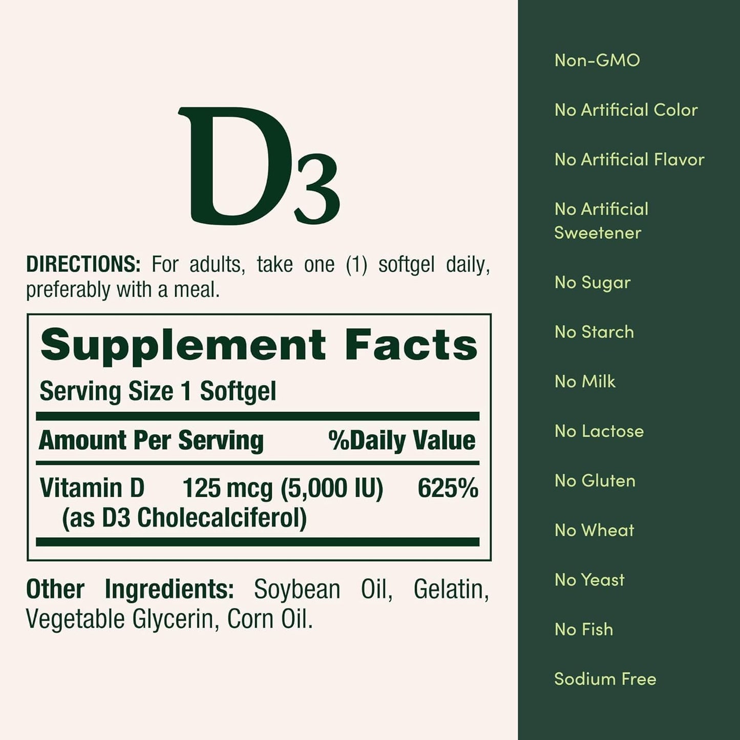 Nature's Bounty Vitamin D-5000 IU Softgels, High Strength 150 per bottle (Pack of 2) - görsel 4