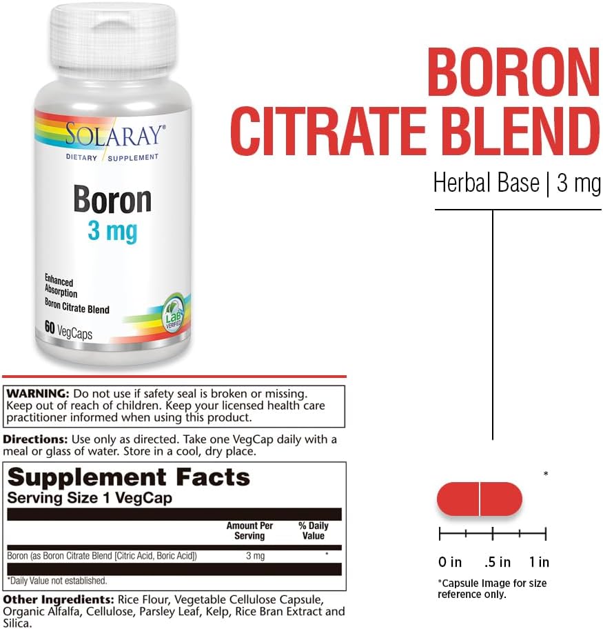 Solaray Boron Citrate 3mg – Herb Base – 60 Vegan Capsules - görsel 2