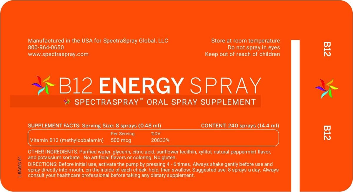 Vitamin B12 Spray - 3 Pack (30-Day Supply) - Spectraspray - görsel 2