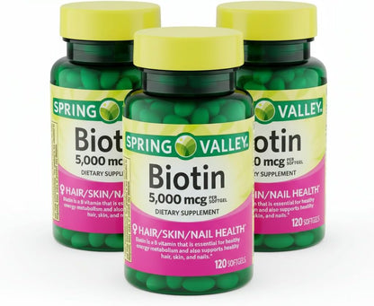 Biotin 5000 mcg 120 Soft gel capsule Capsules – High Potency Vitamin B7 for Hair, Skin & Nails