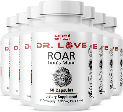 Dr. Love ROAR Lion's Mane – Cordyceps & Reishi – 60 Capsules, 1 Month Supply